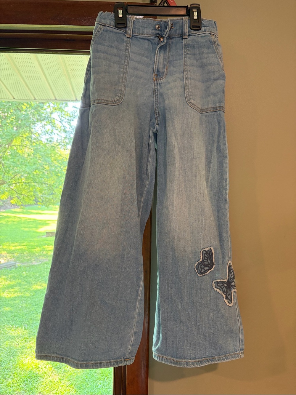 OshKosh B'gosh Light Blue Wide-Leg Kids Jeans with Butterfly Appliqués